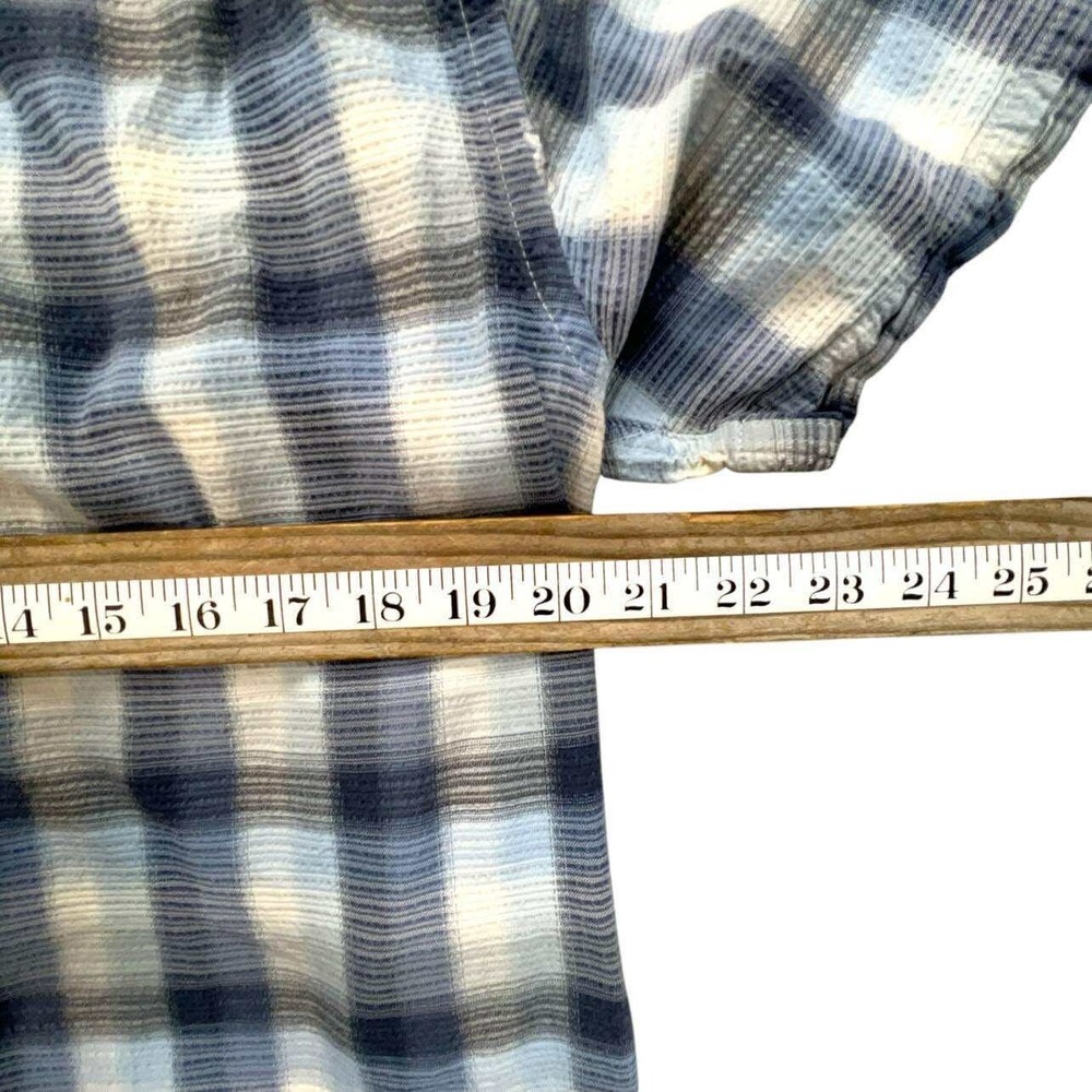 Y2kVan Heusen Men's Blue Plaid Short Sleeve Button Up Casual Shirt Large - Picture 7 of 8
